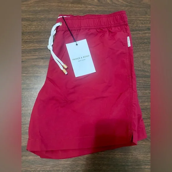NWT Prince and Bond Men's Red Swim Shorts Trunks size 36 - Picture 2 of 6